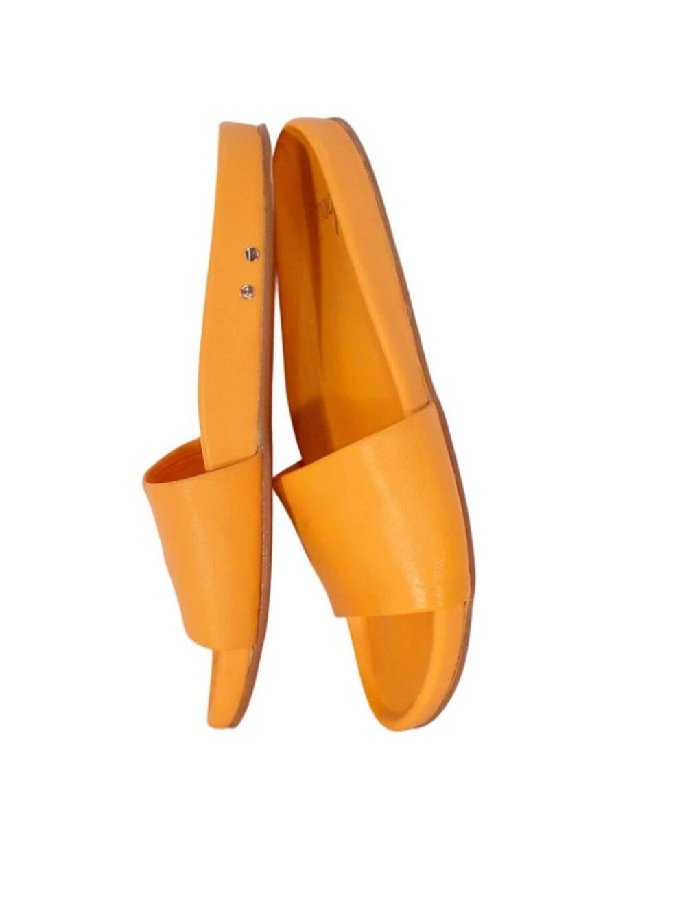 BEEK Gallito $280 Papaya Orange Leather Slide Sandals 9 - Made in MEXICO - Picture 4 of 9